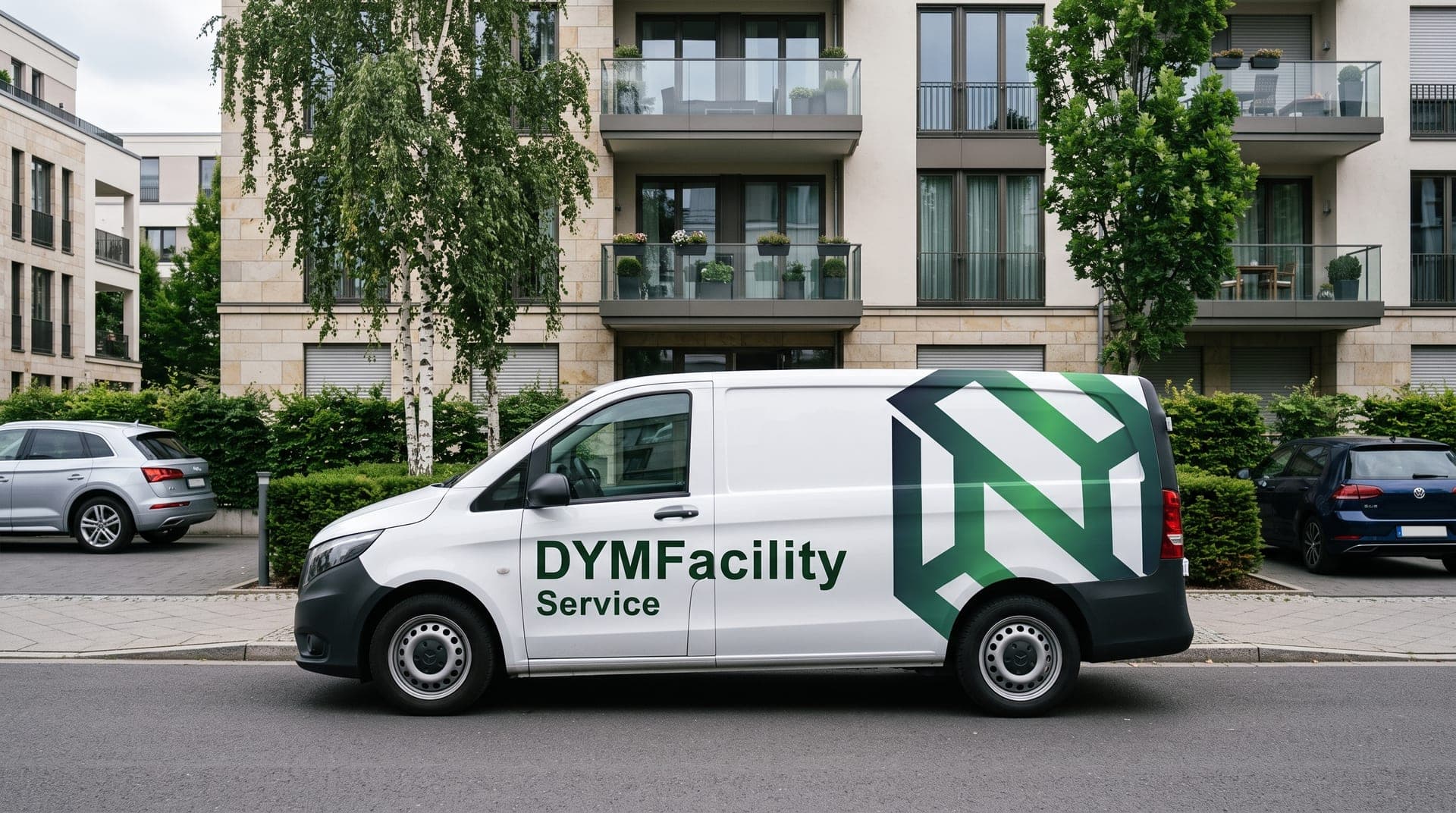 Fensterreinigung in Offenbach am Main – Firmenwagen von DYM Facility Service